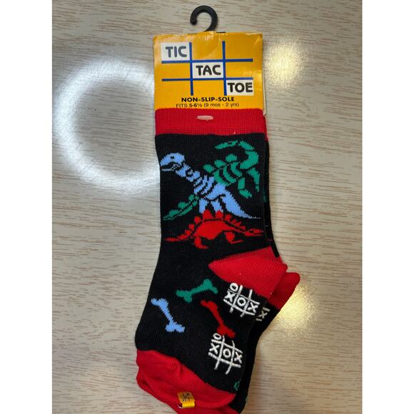 Tic Tac Toe Dino Socks - Size 5/6 - Picture 1 of 2